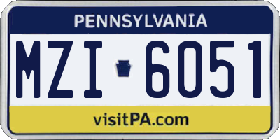 PA license plate MZI6051