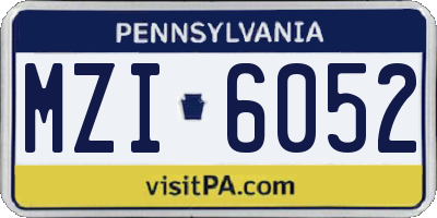 PA license plate MZI6052