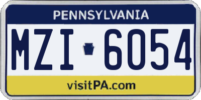 PA license plate MZI6054