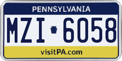 PA license plate MZI6058