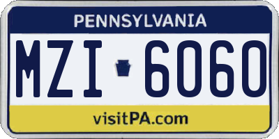 PA license plate MZI6060