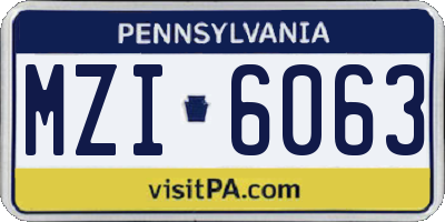 PA license plate MZI6063