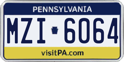 PA license plate MZI6064