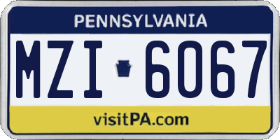 PA license plate MZI6067