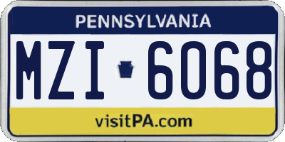 PA license plate MZI6068