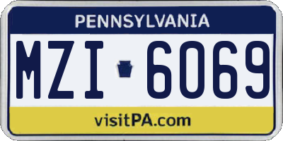 PA license plate MZI6069