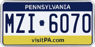 PA license plate MZI6070