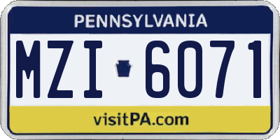 PA license plate MZI6071