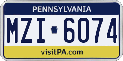 PA license plate MZI6074