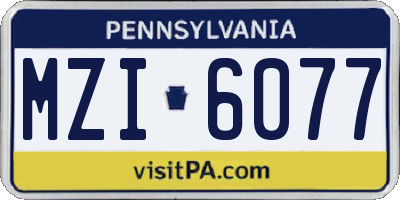 PA license plate MZI6077