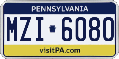 PA license plate MZI6080