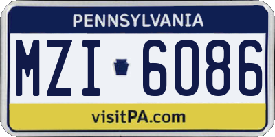 PA license plate MZI6086