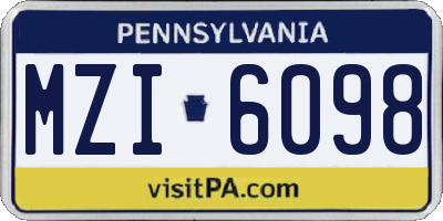 PA license plate MZI6098