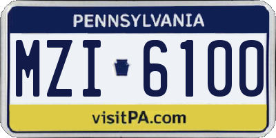 PA license plate MZI6100