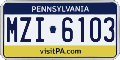 PA license plate MZI6103