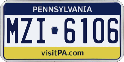 PA license plate MZI6106