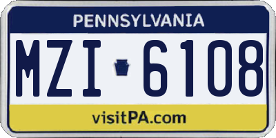 PA license plate MZI6108