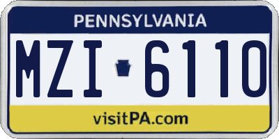 PA license plate MZI6110