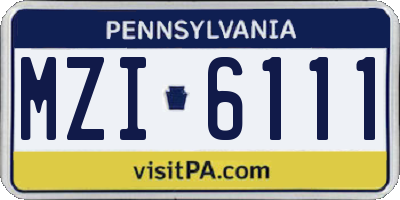 PA license plate MZI6111