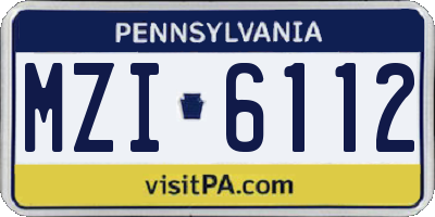 PA license plate MZI6112