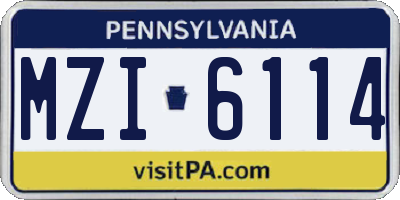 PA license plate MZI6114