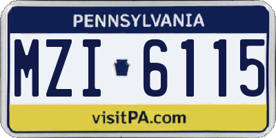 PA license plate MZI6115
