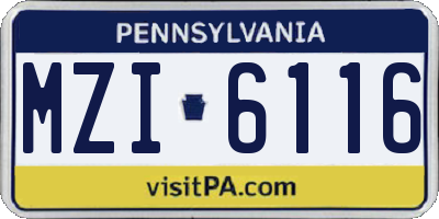 PA license plate MZI6116
