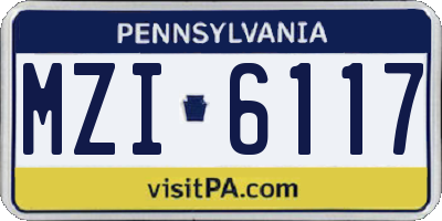 PA license plate MZI6117