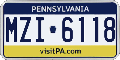 PA license plate MZI6118