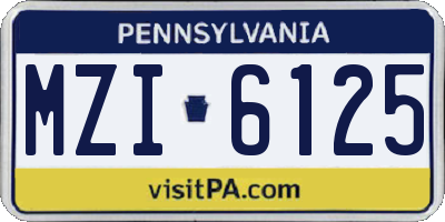 PA license plate MZI6125