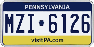 PA license plate MZI6126