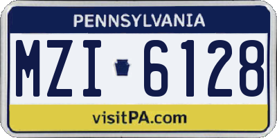 PA license plate MZI6128