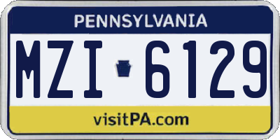 PA license plate MZI6129