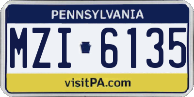 PA license plate MZI6135