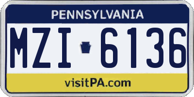 PA license plate MZI6136
