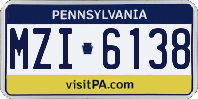 PA license plate MZI6138