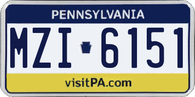 PA license plate MZI6151