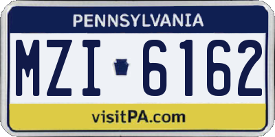 PA license plate MZI6162