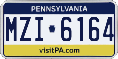 PA license plate MZI6164