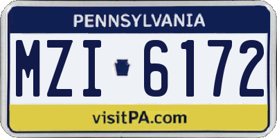 PA license plate MZI6172