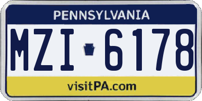PA license plate MZI6178