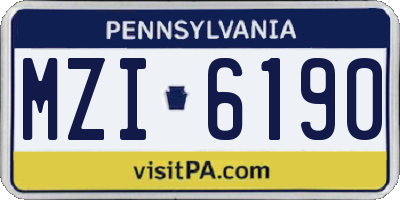 PA license plate MZI6190