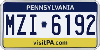 PA license plate MZI6192