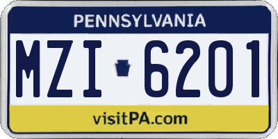 PA license plate MZI6201