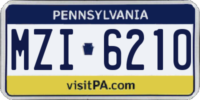PA license plate MZI6210