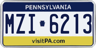 PA license plate MZI6213