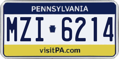 PA license plate MZI6214
