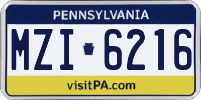 PA license plate MZI6216