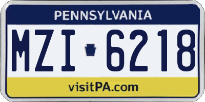 PA license plate MZI6218