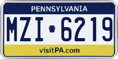PA license plate MZI6219